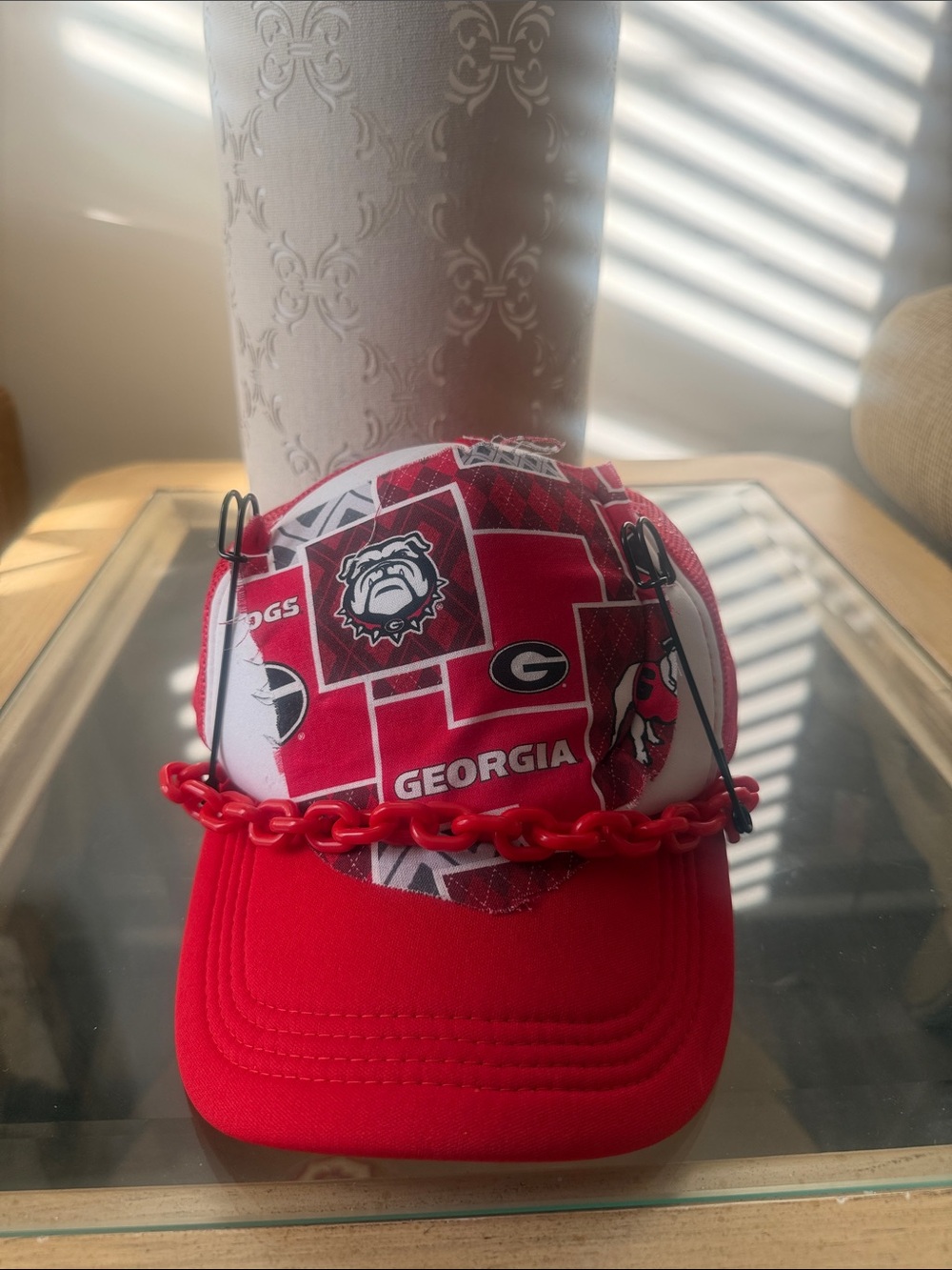 Georgia Bulldogs Red Foam Trucker Hat with Chain Accent
